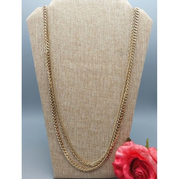 Premier Designs Gold Tone Multi Chain & Blue AB Wash Beaded Convertible Necklace - Picture 7 of 12